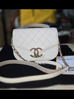 Chanel Coco Cuba Top Handle Flap Ivory Shoulder/Crossbody Bag